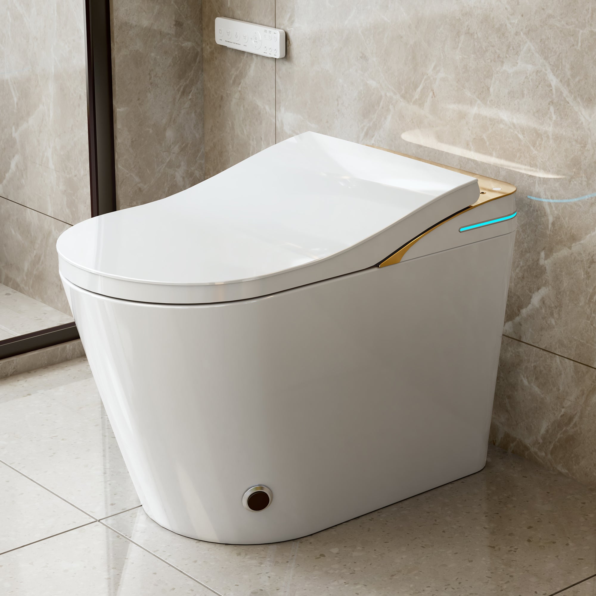 YULIKA-K1 Digital Screen Elongated Floor Mounted Bidet Smart Toilet for Bedroom