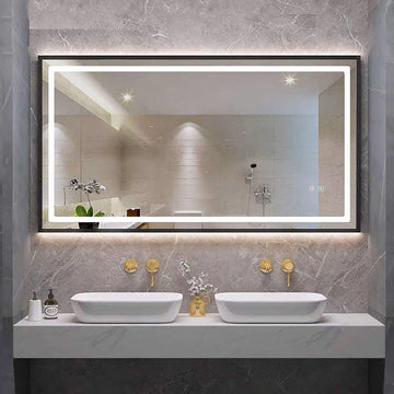 Bjerne LED Framed Wall Mounted, Rectangle, Modern & Contemporary Anti-Fog Vanity Mirror with Dimmable Light