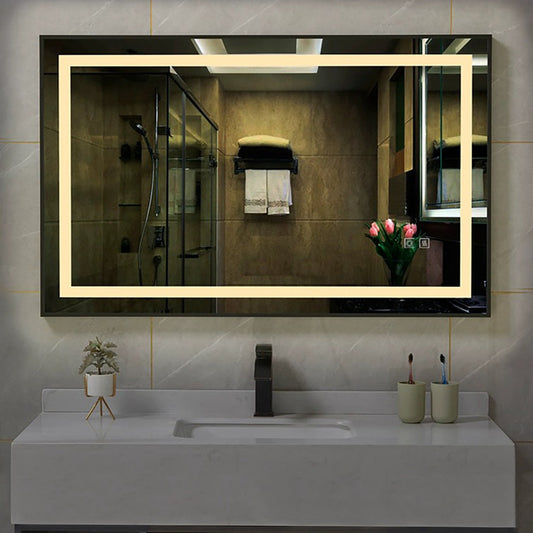 Bjerne LED Framed Wall Mounted, Rectangle, Modern & Contemporary Anti-Fog Vanity Mirror with Dimmable Light